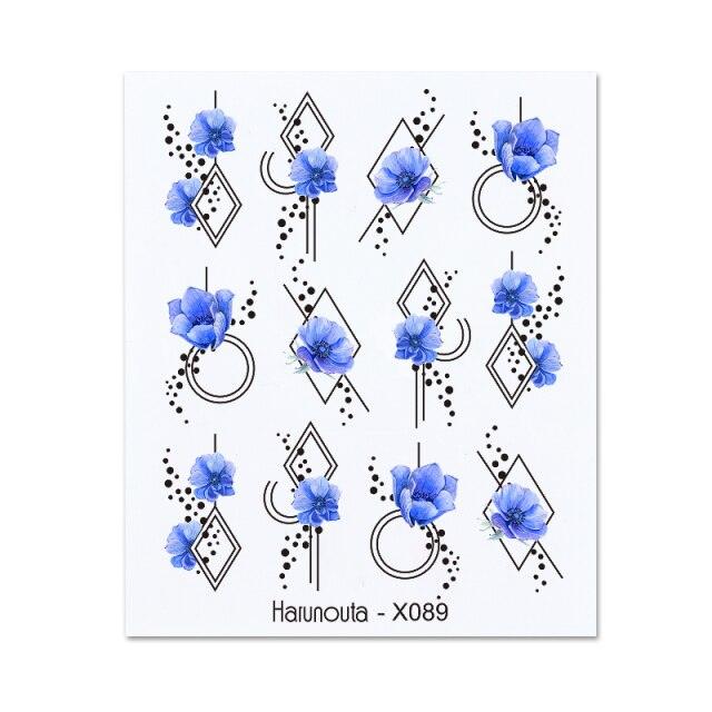 Embossed Nails Sticker 3D Flower Leaves Slider Water Transfer Nail Decals for Nail Art Transfer Sticker  3D Wave Design Decoration for Women Girls Art Stickers Decal Decoration Metallic Curve Strip Line Nail Decor