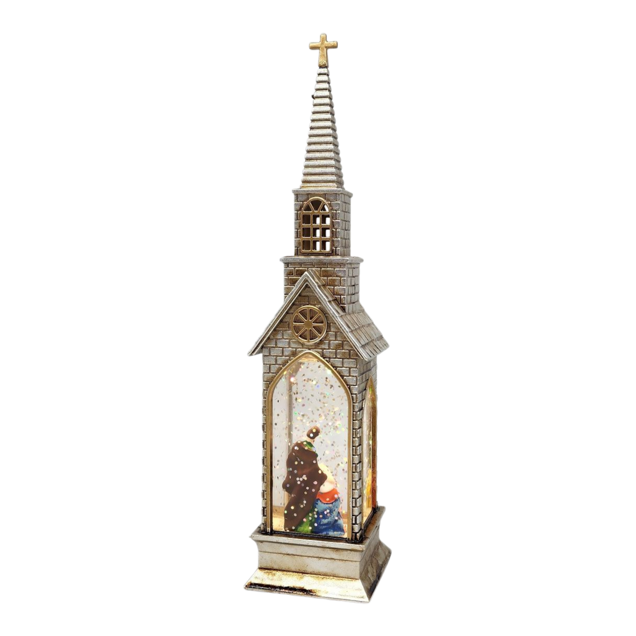Lighted Church Waterglobe -  Holy Family