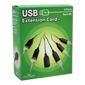6 Port USB Extension Cord with 2 Amp Power Plug - Black