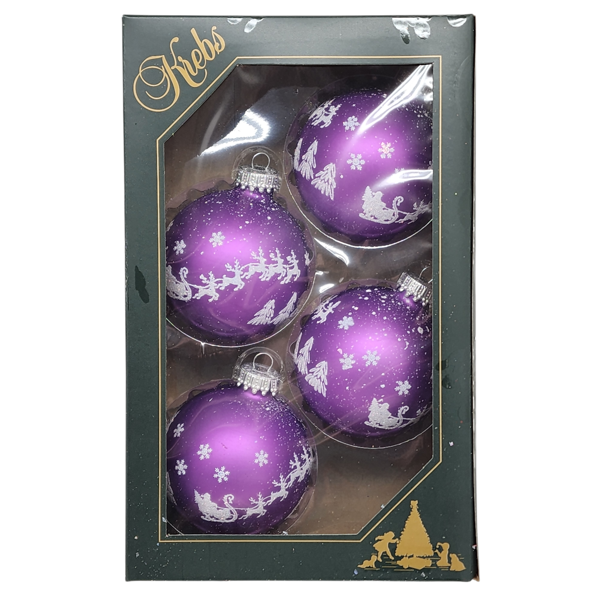 Krebs Value Glass Ornament 4 pack - Santa on Lilac