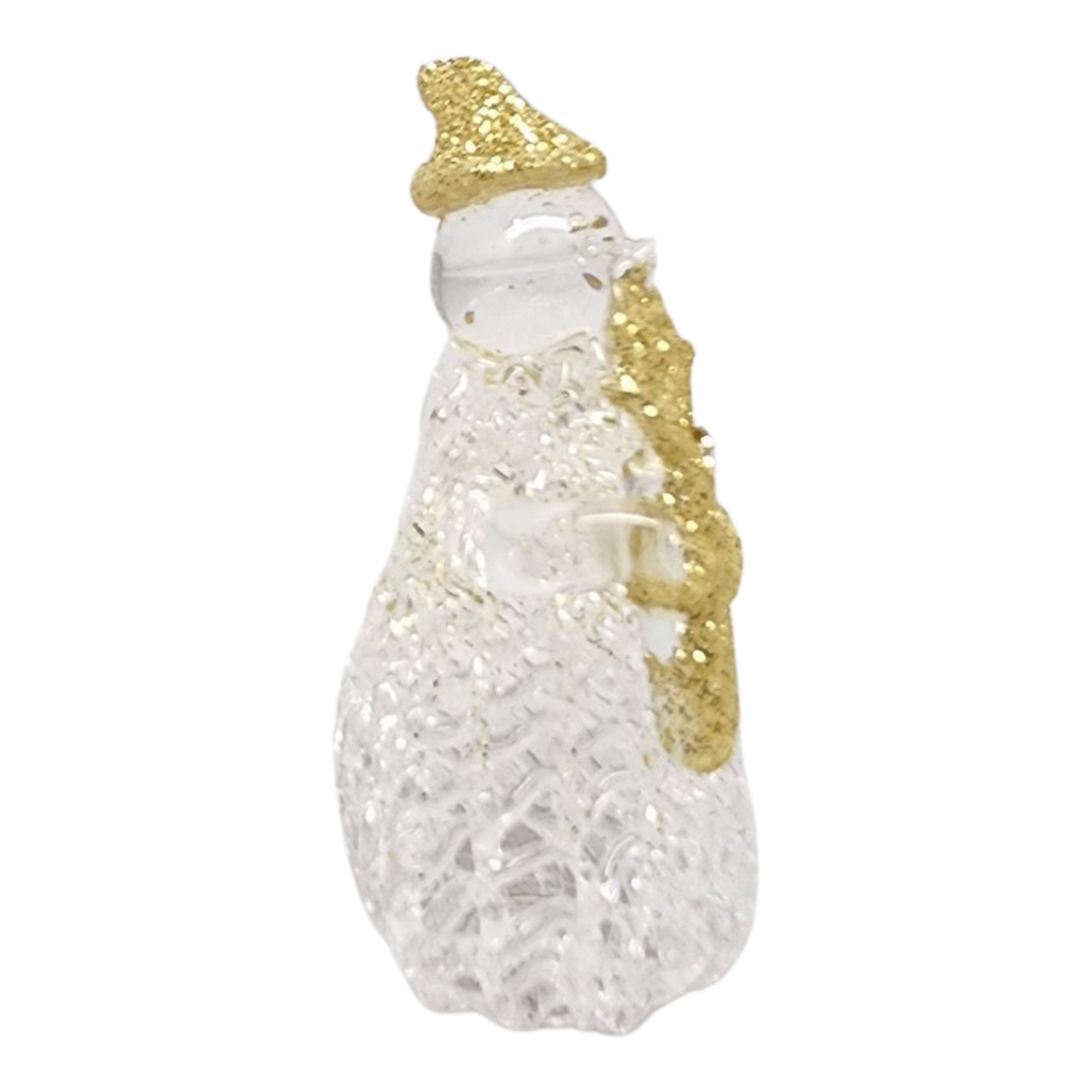 Golden Glitter Glass Snowman Figurine