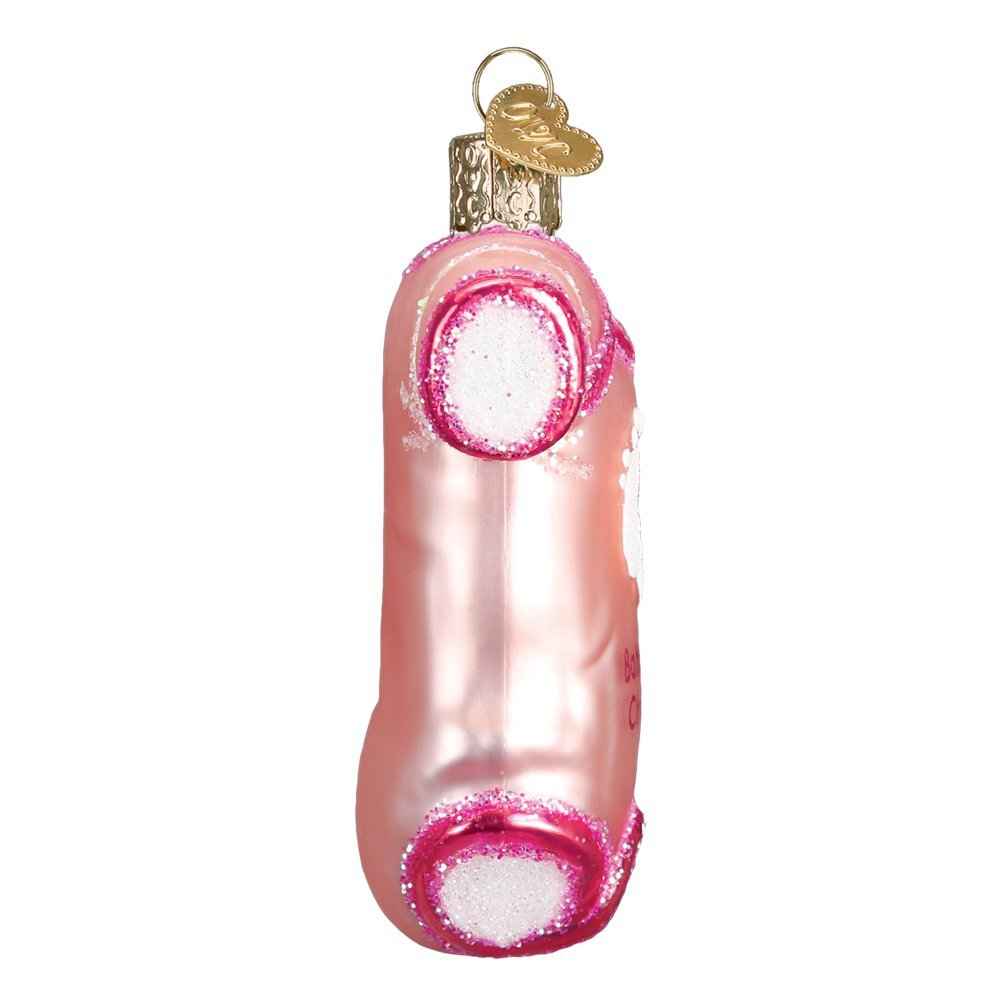 Babys First Christmas Pink Onesie Glass Ornament