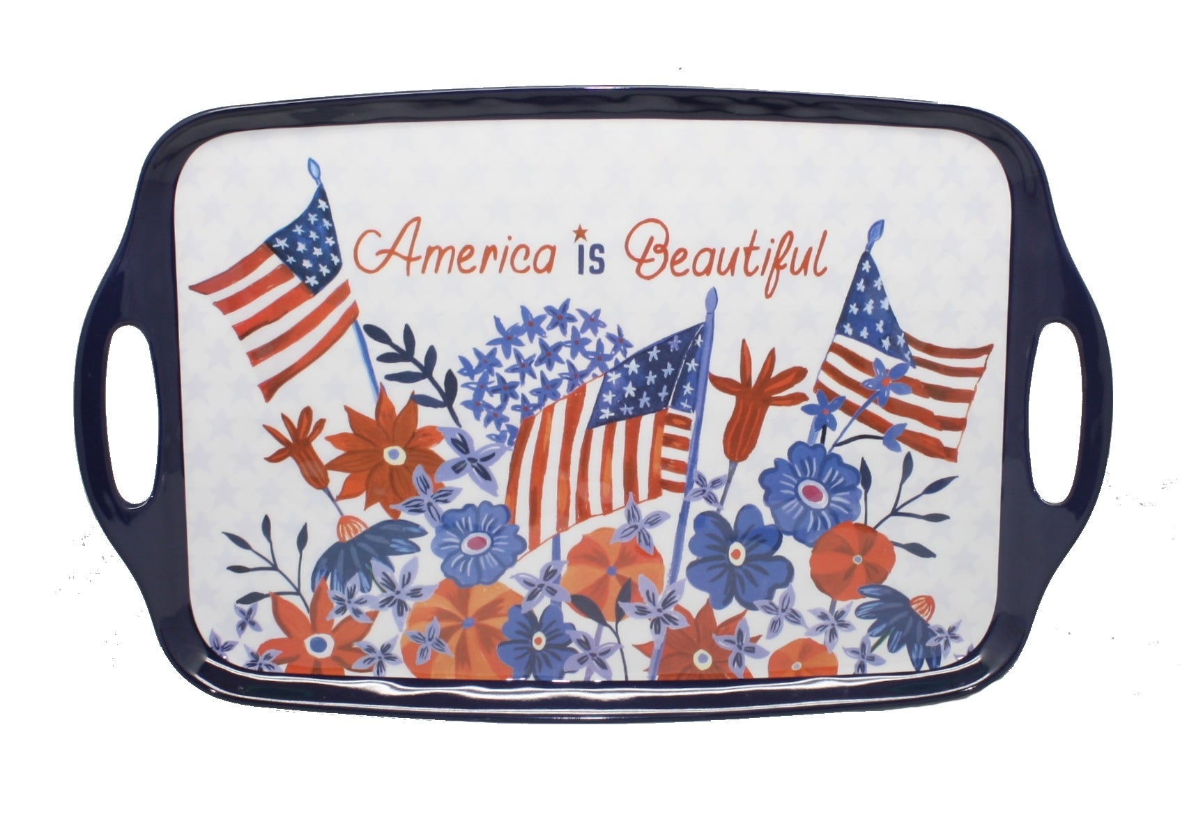 Stars and Stripes Rectangular Serving Tray With Handles