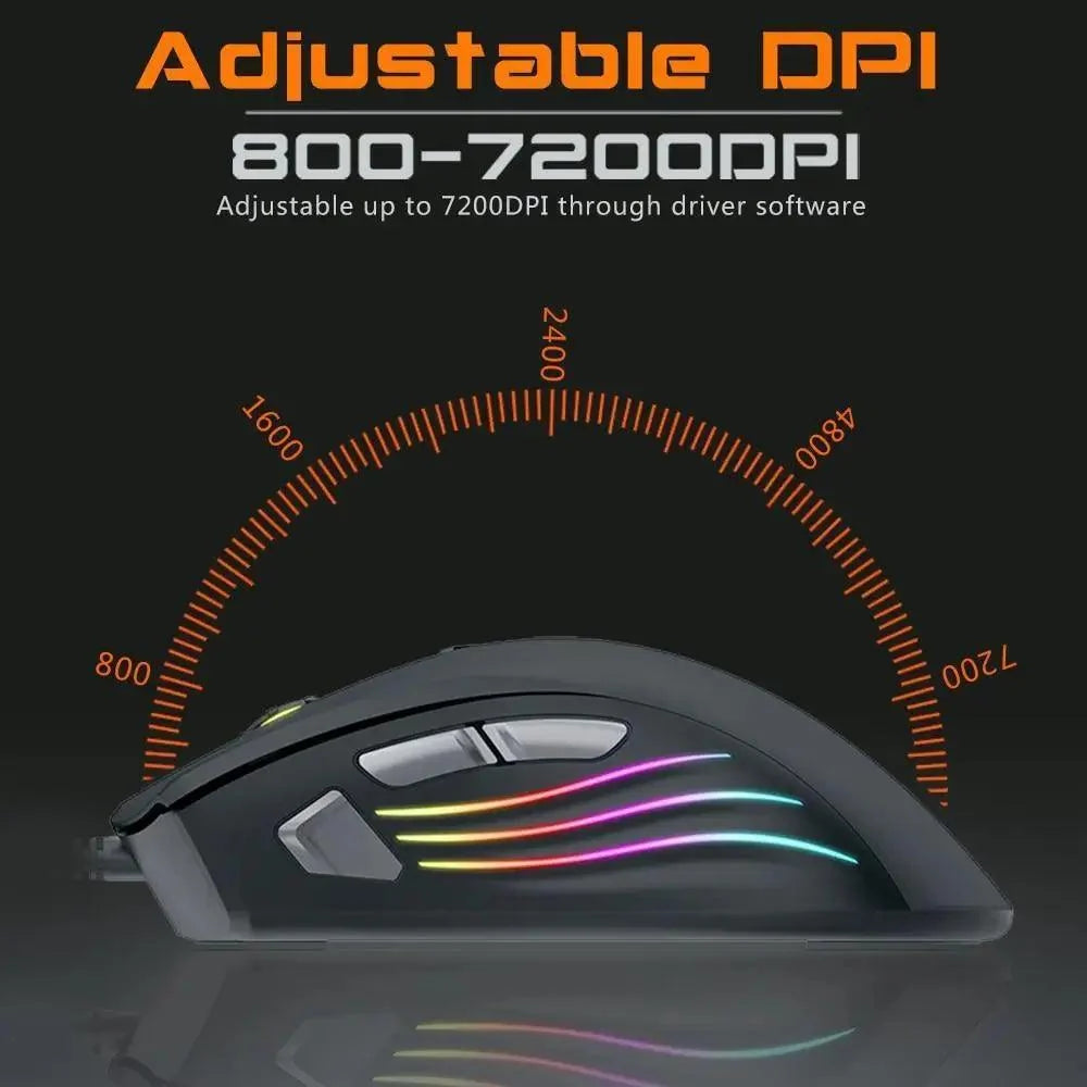 Ergonomic Design Wired RGB Professional Gaming Mouse Optical Gamer Mice Adjustable DPI Mouse With Backlight For Computer