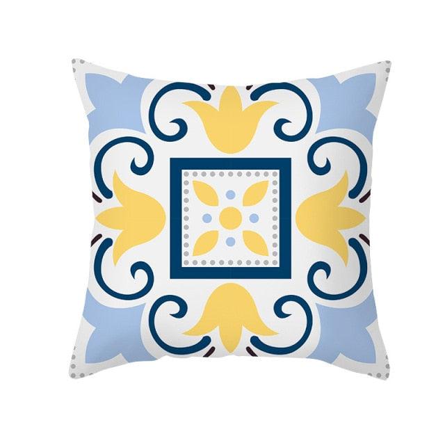 Ethnic Floral Patterns Sofa Cushion Cases Nordic Geometric Simple Blue Modern Decorative Throw Pillow Case Cushion Case For Room Bedroom Pillows Case Bohemian Decor Home Pillows 45x45CM