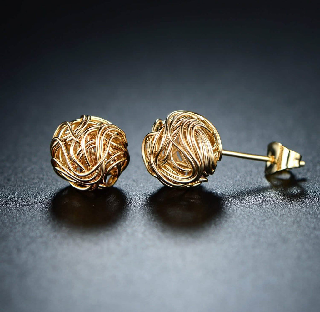 Euphir Love Knot Stud Earrings in 18K Gold Plating