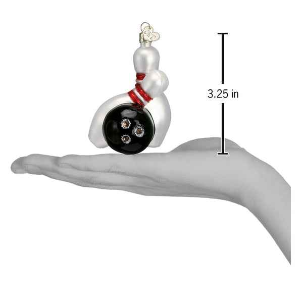 Bowling Ball And Pins Glass Ornament