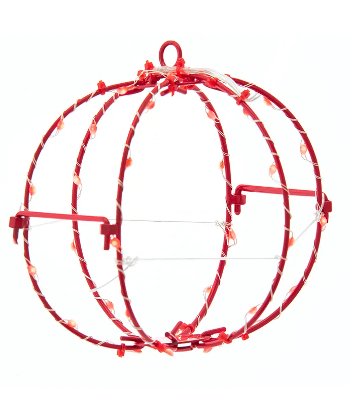 Red LED Foldable Metal Sphere - 6 Inch