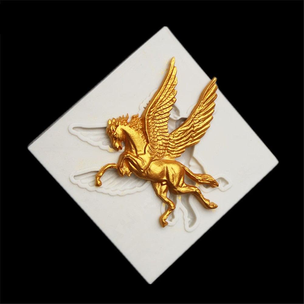 Exquisite Pegasus Silicone Mold Cake Baking Decorative Chocolate Mold Pegasus Angel Resin Jewelry Silicone Mold Pegasus Horse Animal Fly Wing For Cake Fondant Baking Biscuit Soap Tray