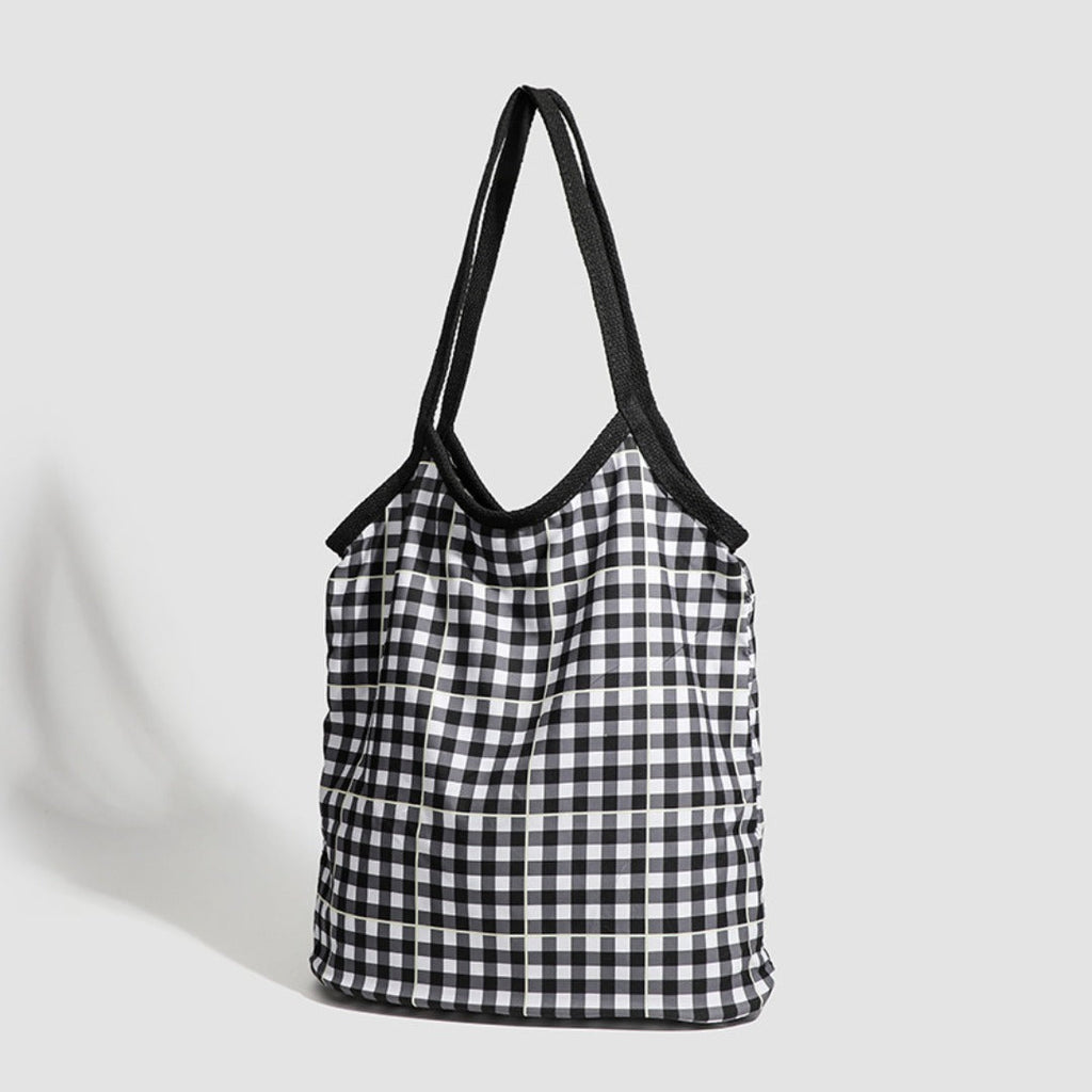 Design vintage canvas hobo bag, plaid tote bag versatile, large capacity commuter versatile shoulder bag