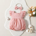 Flying Sleeve Shoulder Solid Color Sleeveless Romper