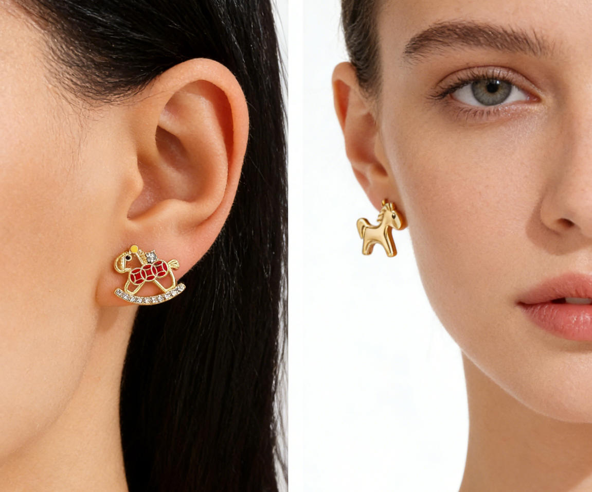 Luxury Festive Pony Stud Earrings Lucky "Rich Immediately" Fashion Earrings