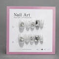 White Rhinestone Coffin Acrylic Cat Eye Nails