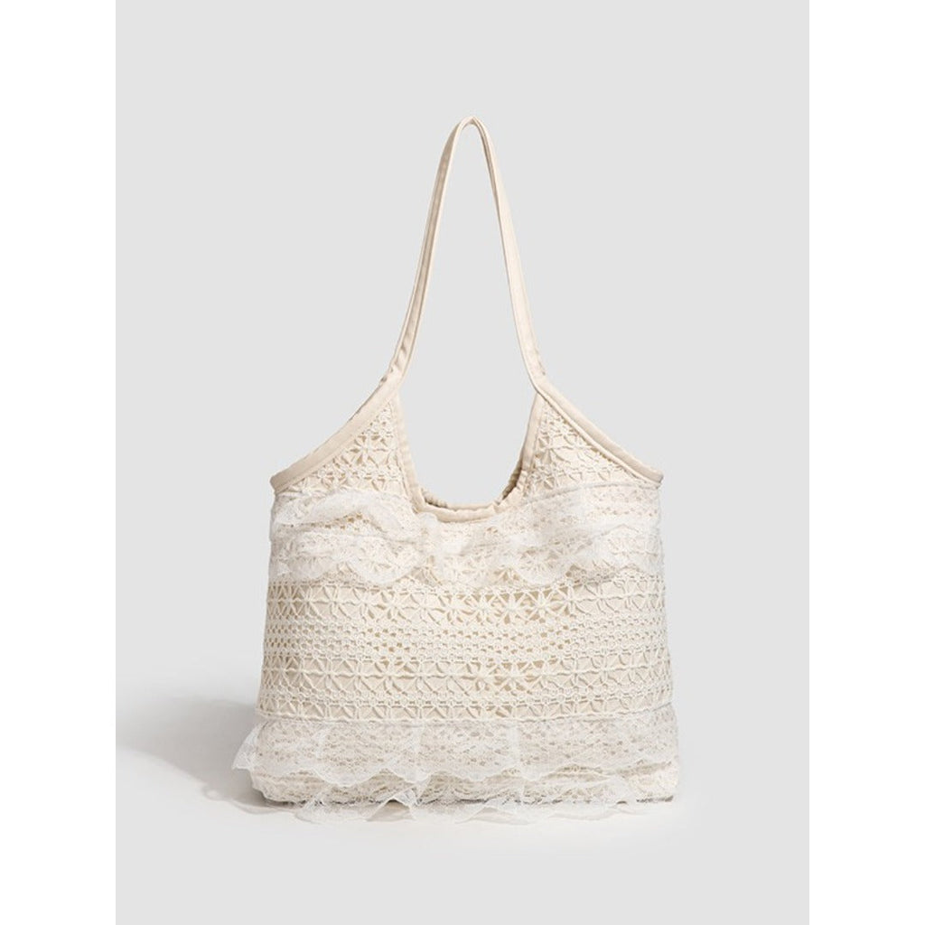 Summer woven bag casual vacation large capacity shoulder bag lace mesh shoulder bag beach bag summer purse hobo