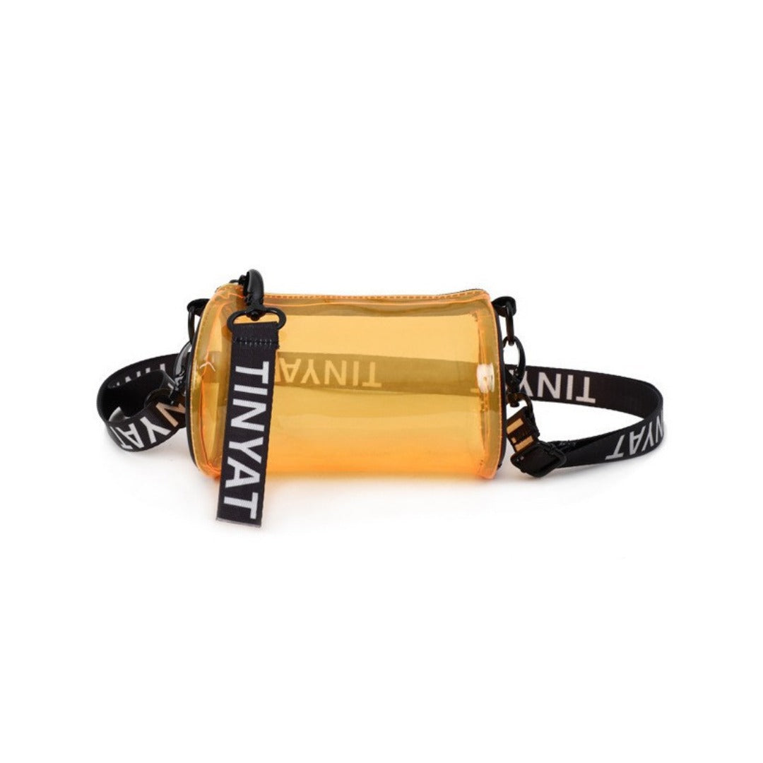 PVC waterproof drum crossbody bag, Transparent small crossbody bag,
