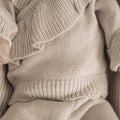 Baby Ruffle-Trim Sweater Cardigan Outfit Pants Headband 3-Piece Set