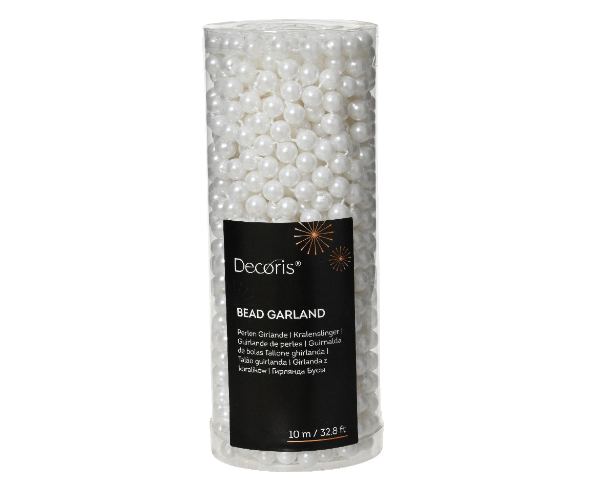 Winter White Bead Garland - 32 Feet Long
