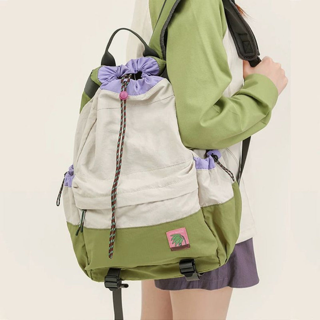 Lightweight backpack for women, large-capacity outdoor travel computer schoolbag, bundle drawstring sports mountaineering backpack for men
