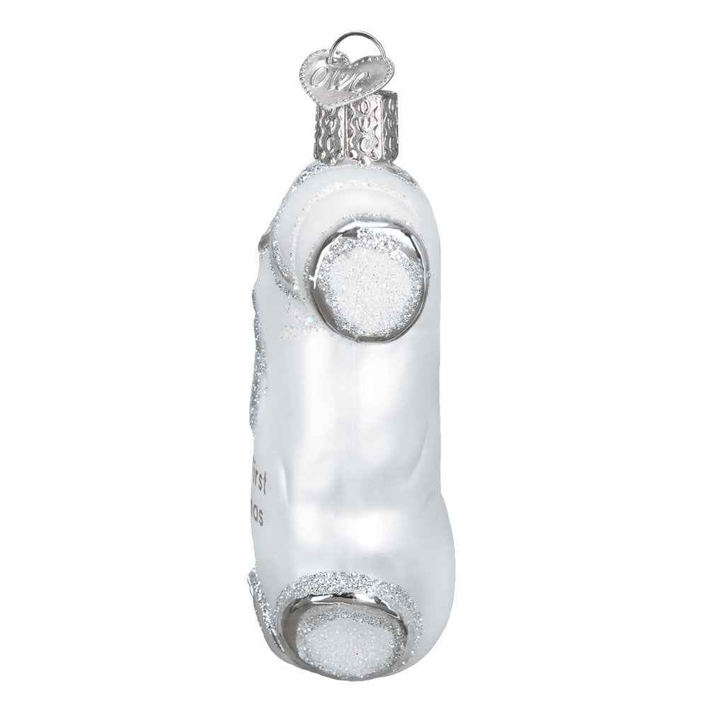 Babys First Christmas White Baby Onesie Glass Ornament
