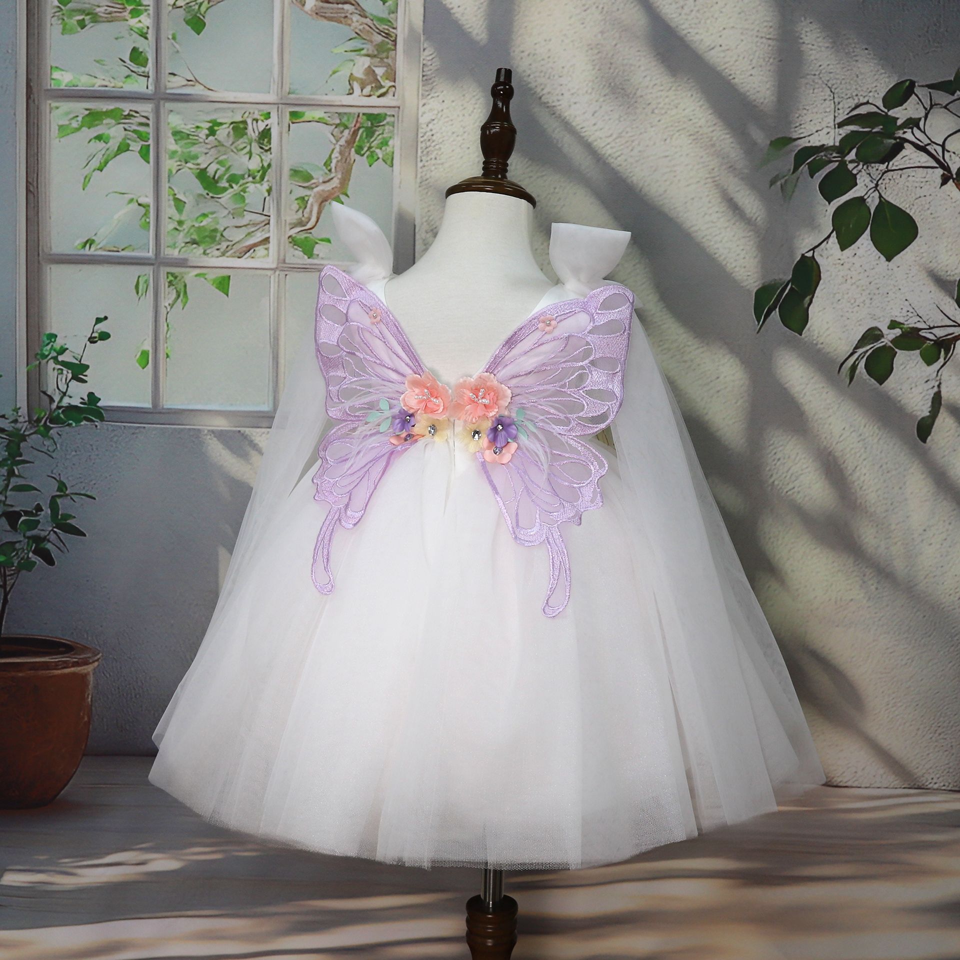 Children's Handmade Applique Dress White