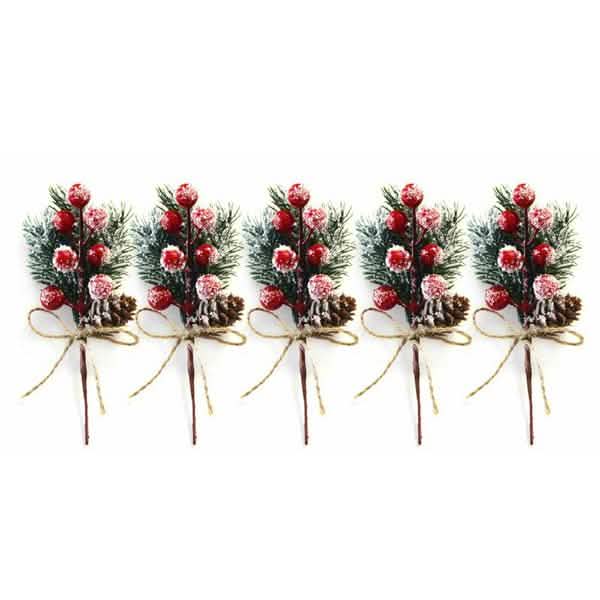 Fake Snow Frost Pine Branch Cone Berry Holly Christmas Tree Christmas Ornament