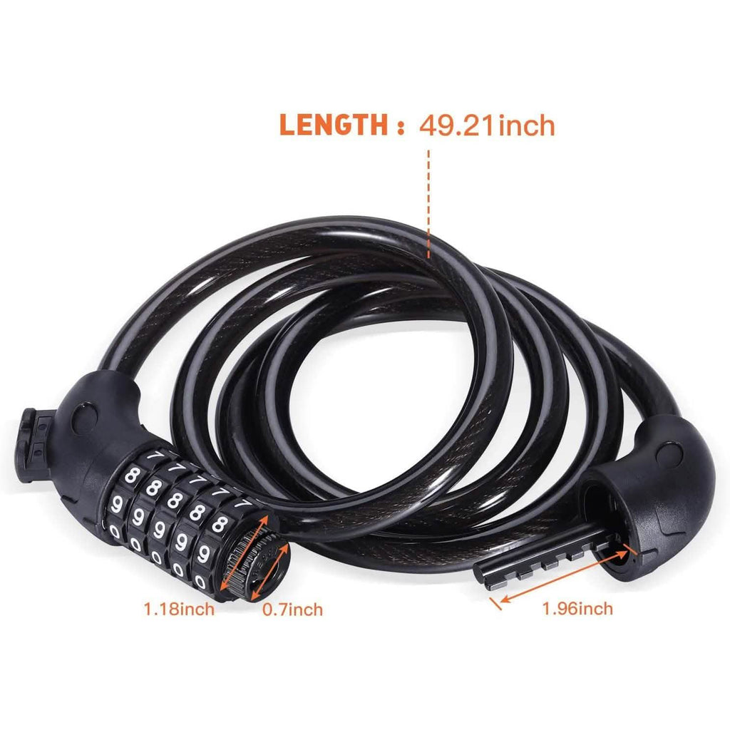 Famistar 4 Feet 5 Digit Resettable Combination Coiling Bike Chain Lock
