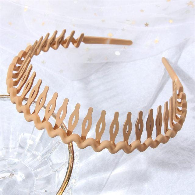Fashion Simple Headdress Solid Color Resin Hair Comb Hairbands Headband Hair Hoop Bezel With Teeth Gorgeous Hair Accessories For Women