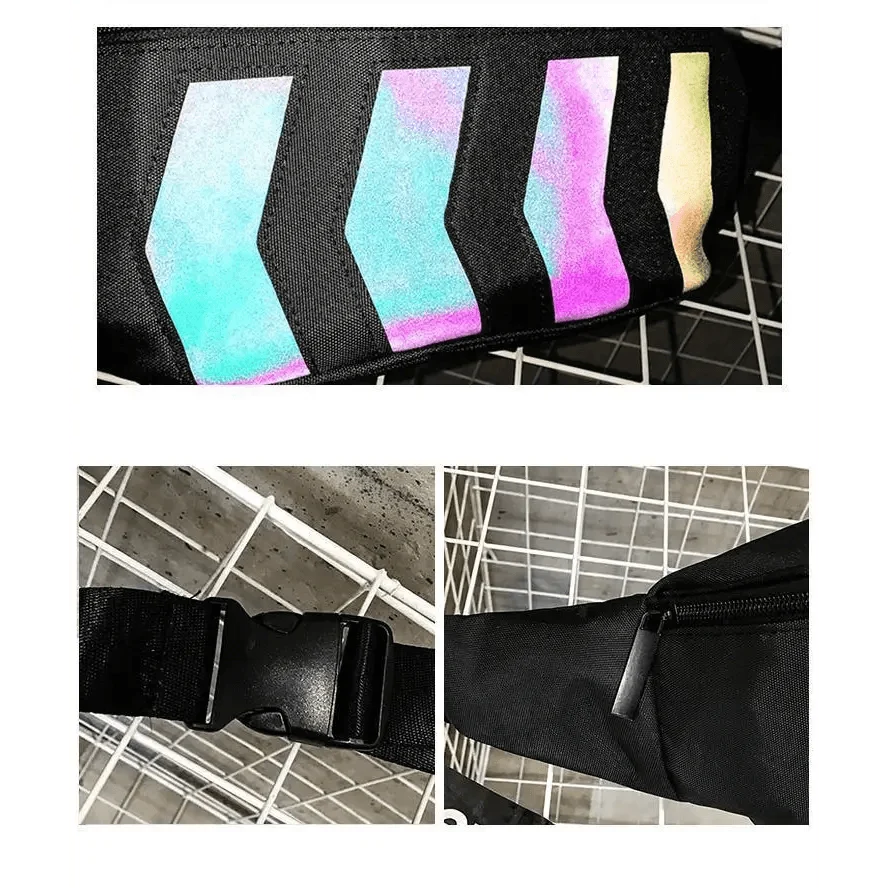 Fashionable Flash Reflective Chest Bag Iridescent Belt  Bum Bag For Travel Festival Sports Unisex Waist Bags