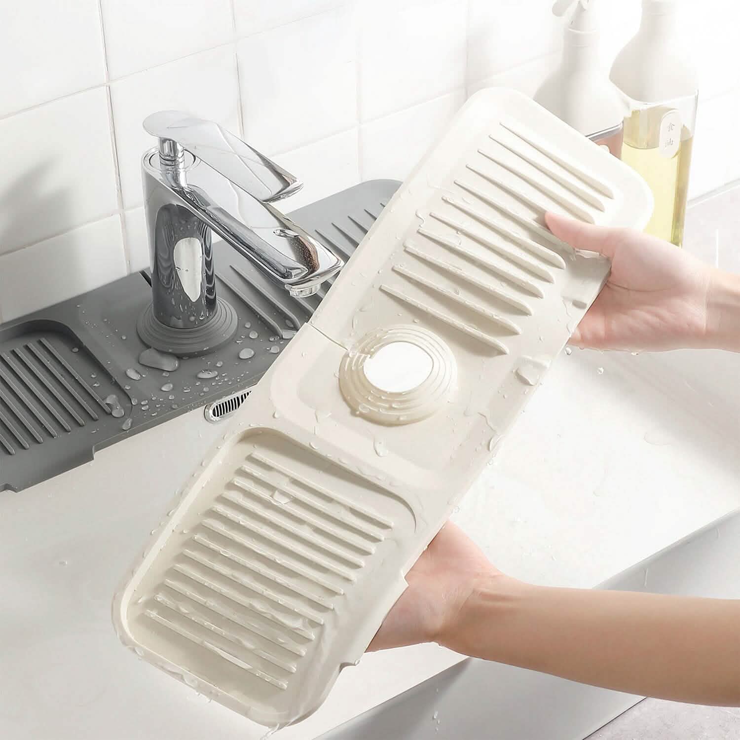 Faucet Splash Mat Sink Tray Water Drainage Pad Sponge Soap Holder
