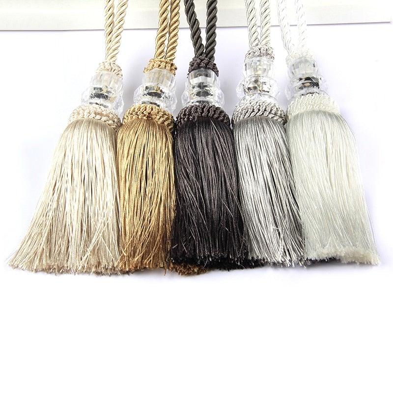 Faux Crystal Beaded Tassels Fringe Curtain Tieback Rope Window Decoration Door Hanging Ball Tassel Accessories Wonderful Curtain Holdbacks Curtains Tiebacks Home Decorative Braided Buckle Fastener Accessories Window Drapery Ball Tassels Tiebacks 50CM