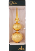 Glass 13 Inch Treetop Finial - Shiney Gold with Glitterlace