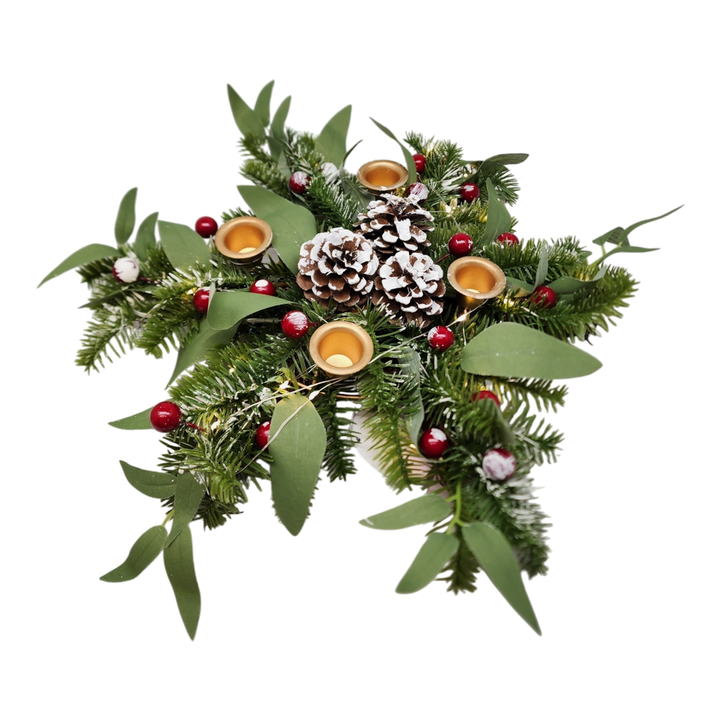 Lighted Candle Wreath - 18 Inch