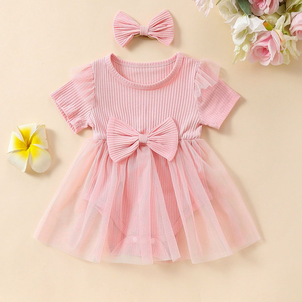 Girls' Multi-color Mesh Flounced Sleeve Short Sleeved Kazakhstan Skirt