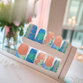 Duck Beak Nail Ice Transparent French Stereo Blue Flower Hand Painted Patch Personalized Press on Nails
