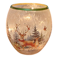 Frosted Glass Luminary Curved Edge - Forest Deer Scene
