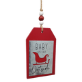 Holiday Tag Sign with Beaded Hanger -