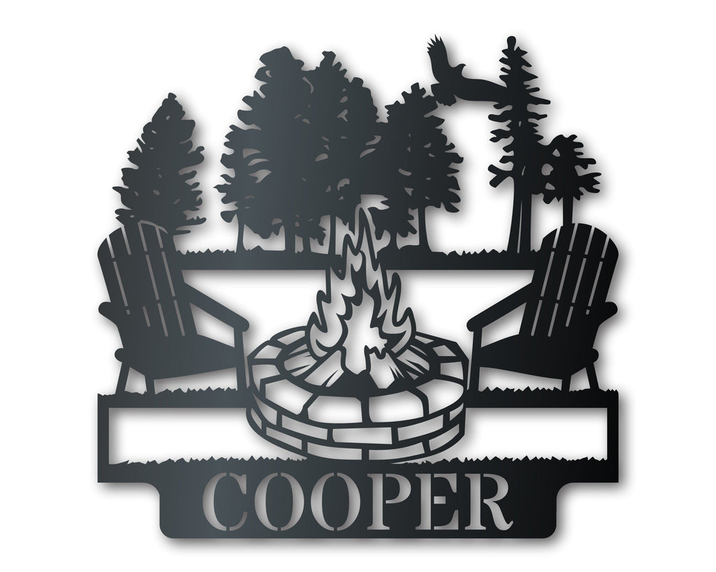 Custom Metal Fireside Monogram Wall Art | Indoor Outdoor | Up to 46" | Over 20 Color Options