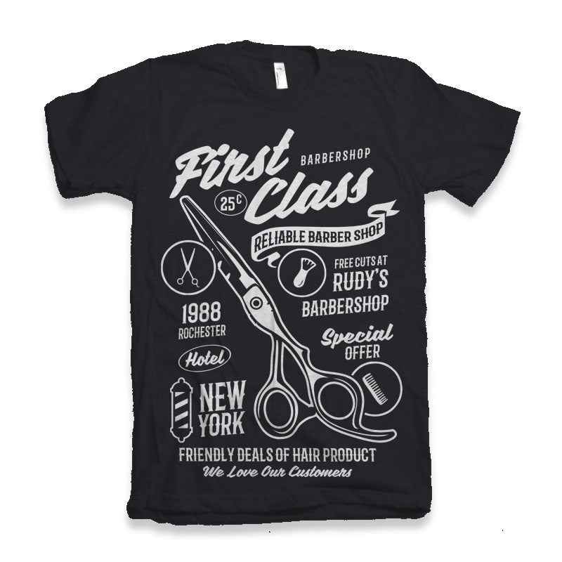 First Class Barber Men's Bamboo Viscose/Organic Cotton Short Sleeve Graphic T-Shirt