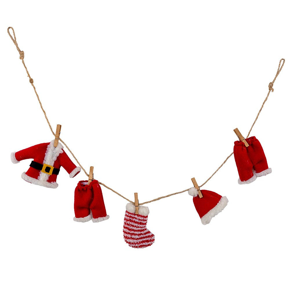 Santa Suit 'Clothesline' Garland - 32 Inches long