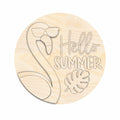 Unfinished Wood Summer Flamingo Door Sign Kit | Wood Craft Cutouts | 1/4" Thick |