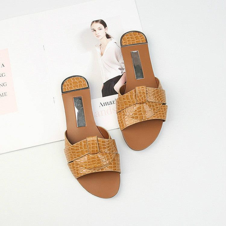 Flat Women Shoes Summer Candy Color Leather Fashion Sandals Open Toe Wear Casual Flip Flops Slip On Comfortable Womens Loafers Women's Flats Elegant Shoes