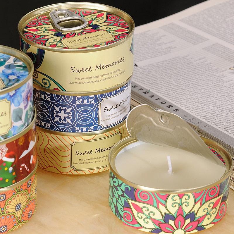 Floral Scented Smokeless Candle Tin Can Perfume Scented Candles for Home Relaxing Stress Relief Aromatherapy  Natural Soy Wax And Fragrance Handmade Scented Candle Natural Soy Wax Home Cristmas Decoration