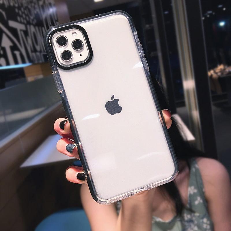 Fluorescent Color Shockproof Phone Case For iPhone 13 Pro Max 12 Mini 11 Transparent Soft Silicone Cover Transparent Case Glow In Dark Phone Case Luxury Square Case Cover For iPhone