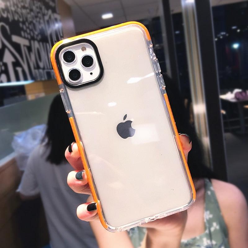 Fluorescent Color Shockproof Phone Case For iPhone 13 Pro Max 12 Mini 11 Transparent Soft Silicone Cover Transparent Case Glow In Dark Phone Case Luxury Square Case Cover For iPhone