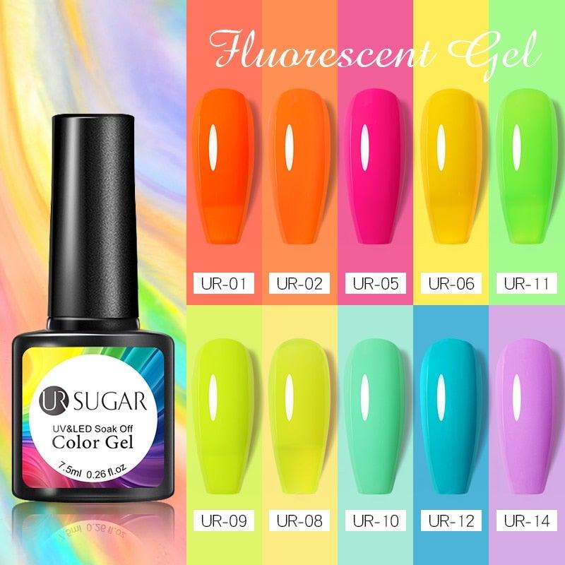 Fluorescent Gel Nail Polish Yellow Green High Quality Colors UV Strong Matte Effect Luxury Design For Girls and Women