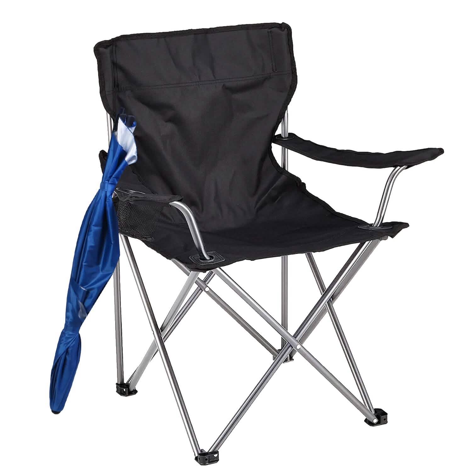 Foldable Beach Chair with Detachable Armrest Adjustable Canopy Stool with Cup Holder