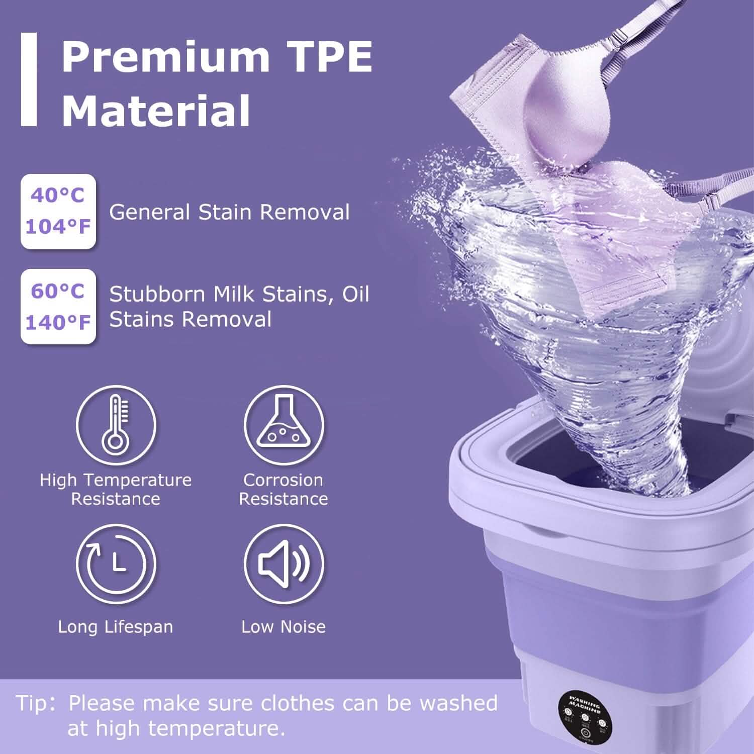 Foldable Laundry Machine with Detachable Drain Basket