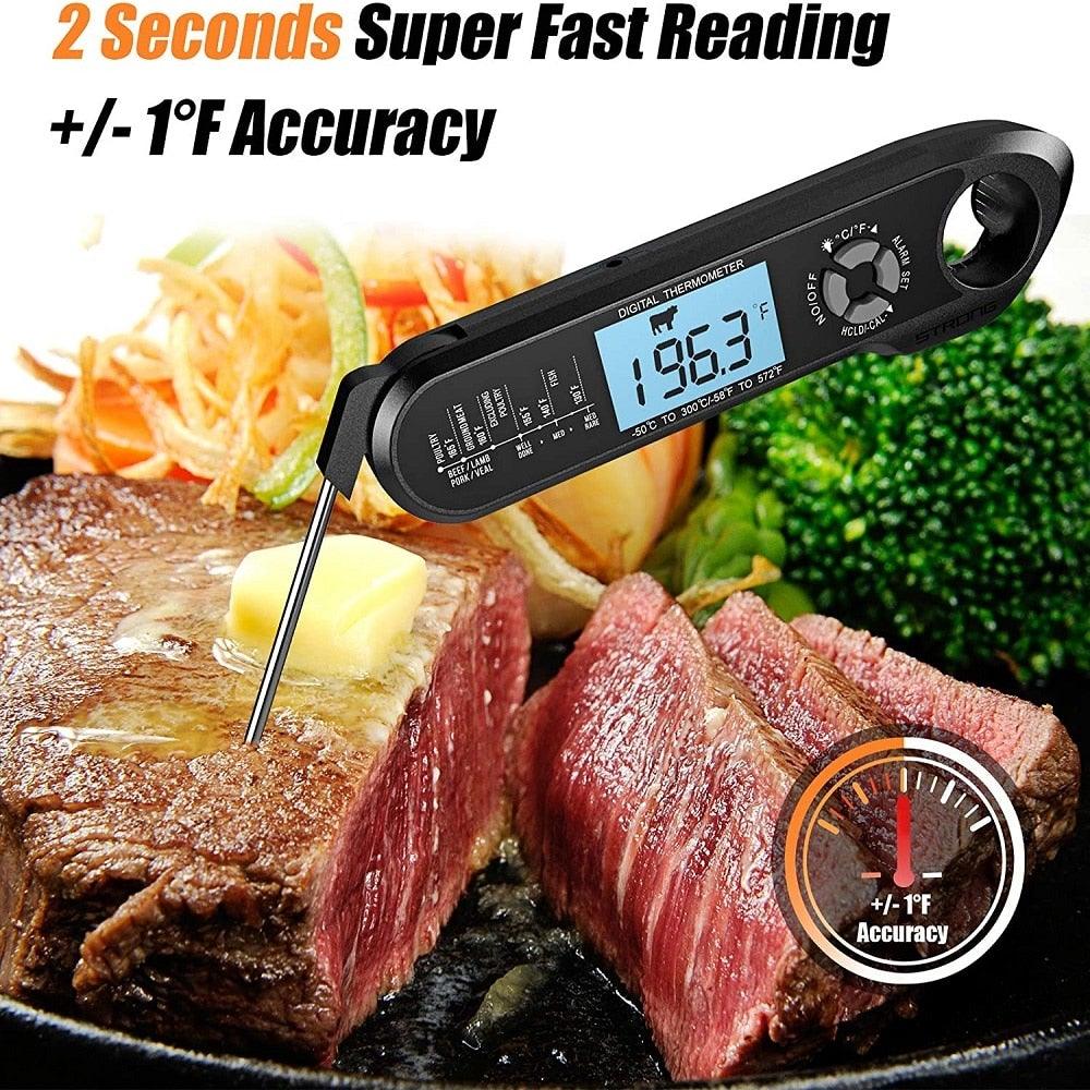 Food Kitchen Digital Meat BBQ Thermometer Dual Probe Design Waterproof Cooking Tools Instant Read Food Thermometer with Alarm and Calibration Function Waterproof Cooking Thermometer for Grilling Baking BBQ Candy Milk