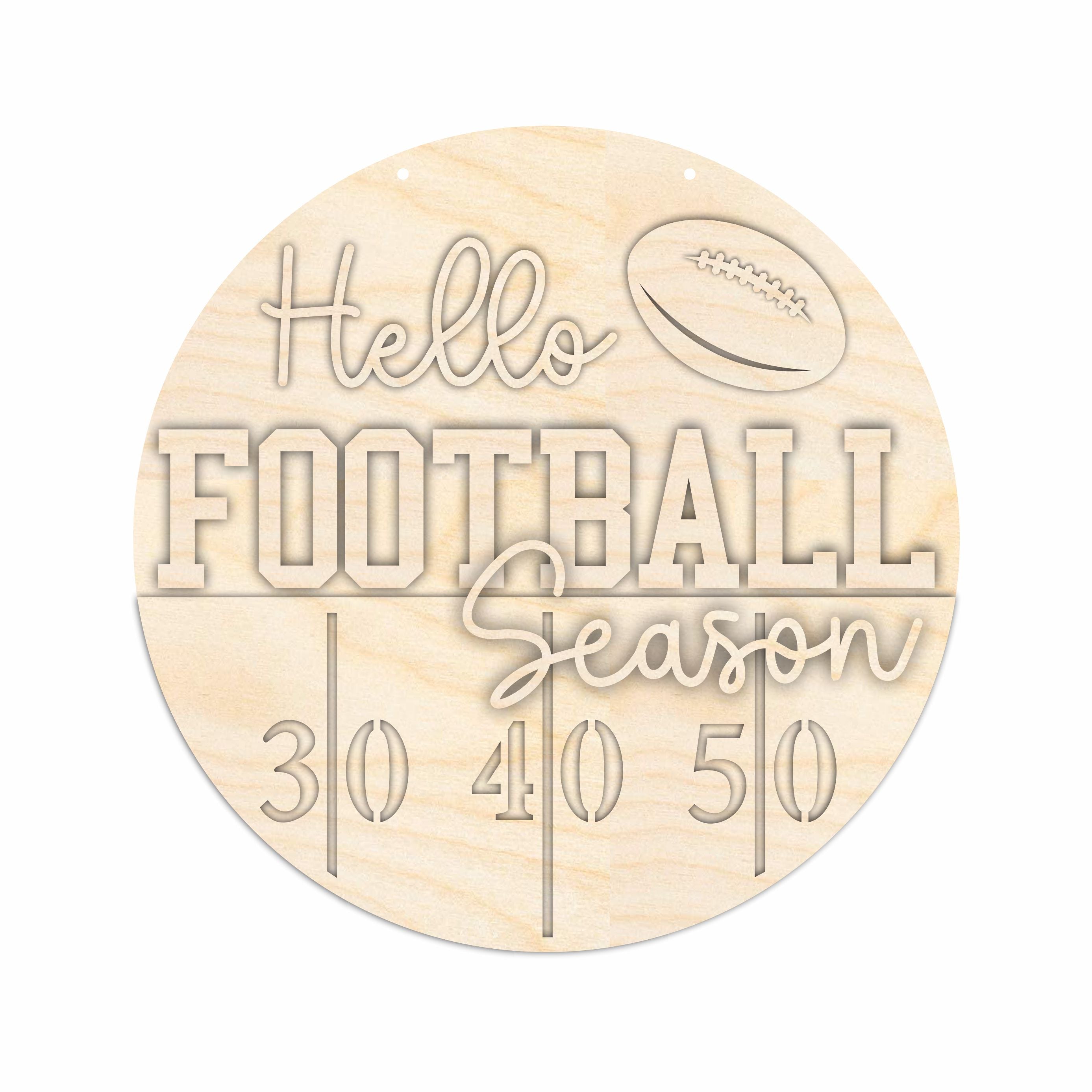 Unfinished Wood Hello Football Season Door Sign Kit | Wood Craft Cutouts | 1/4" Thick |