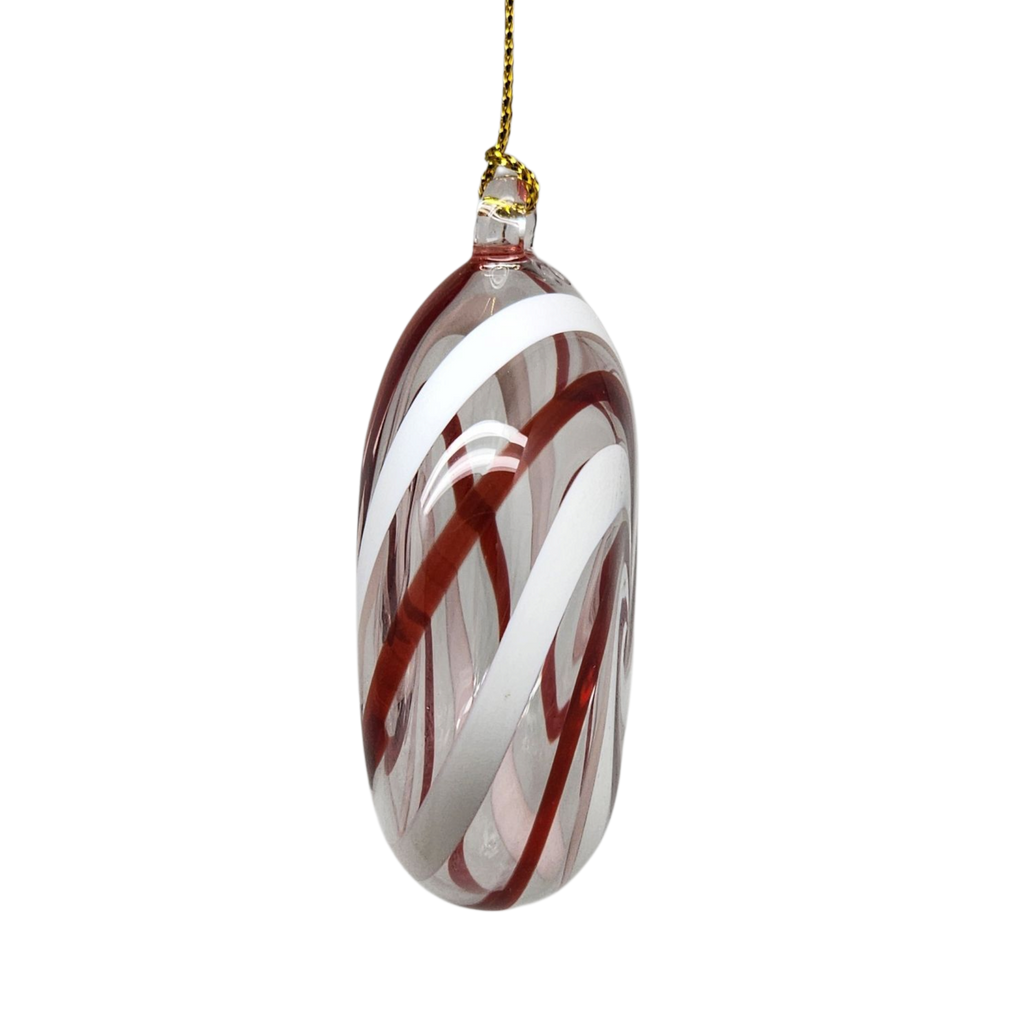 Peppermint Swirl Egyptian Glass Disc Ornament
